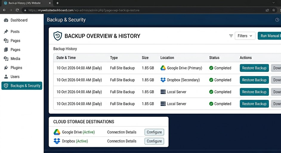 regular backups and recovery