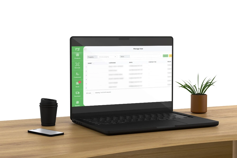 Laptop on wooden Table Mockup