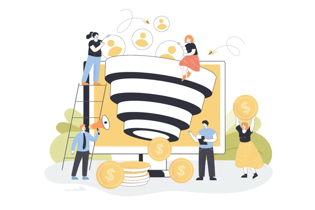 SMM managers attracting new followers flat vector illustration